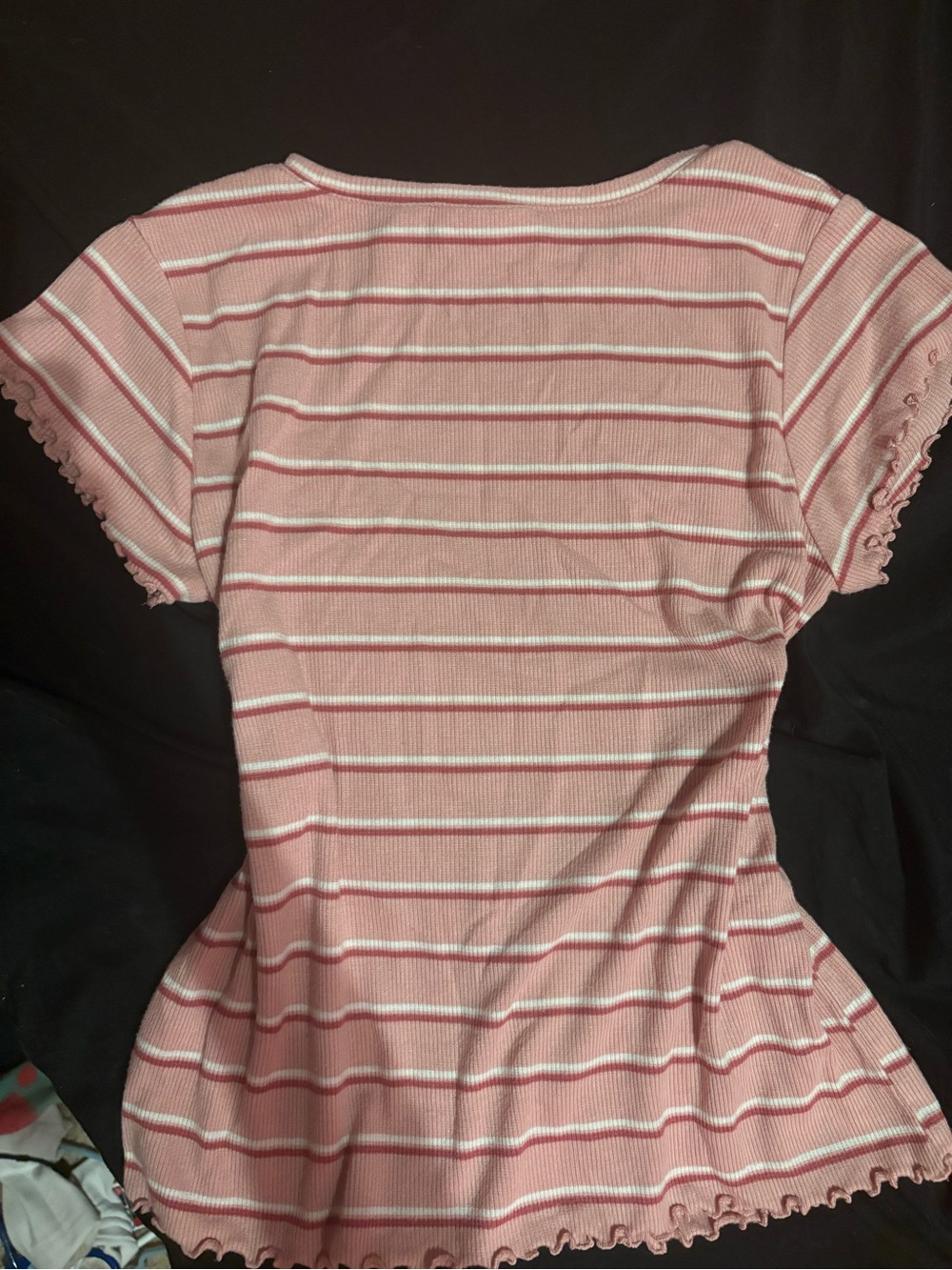 Place Pink Striped Ruffle-Trim Short Sleeve Tee - Picture 2 of 4